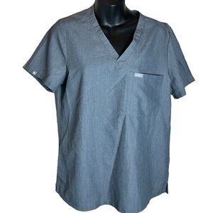 Figs womens medium scrub top graphite chest pocket medium
